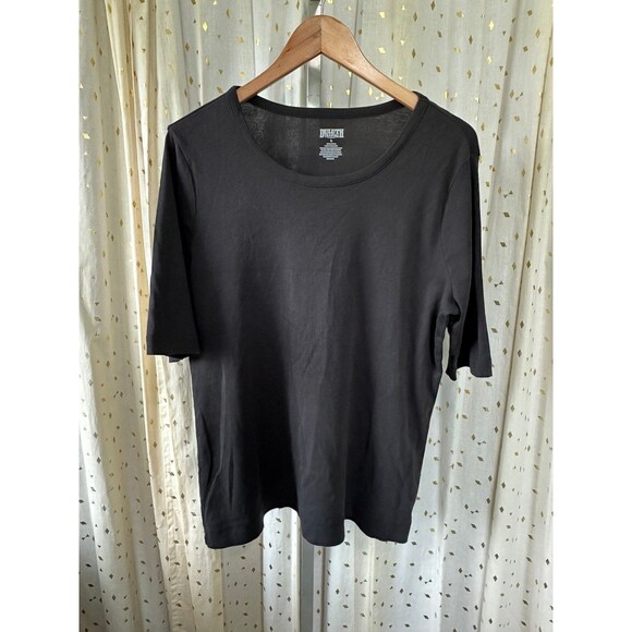 NWOT Duluth Trading Co. Women's 100% Cotton Black Basic Scoop Neck Tee T-Shirt L - Picture 1 of 4